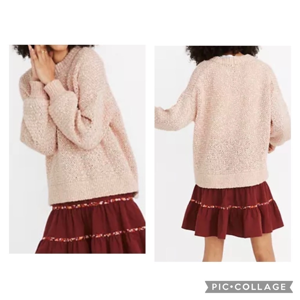 MADEWELL Women’s BAEZ Pink Textured Alpaca Blend Pullover Sweater Size XS
